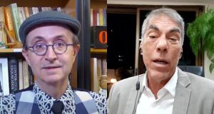 Montagem de fotos de Reinaldo Azevedo e Demétrio Magnoli