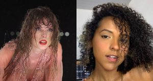 Montagem de fotos de Taylor Swift e Ana Benevides