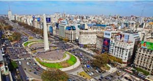Vista aérea de Buenos Aires, com destaque para o Obelisco