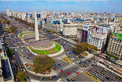 Vista aérea de Buenos Aires, com destaque para o Obelisco