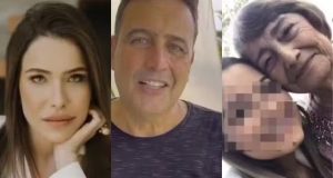Montagem de fotos de Amanda, policial e idosa