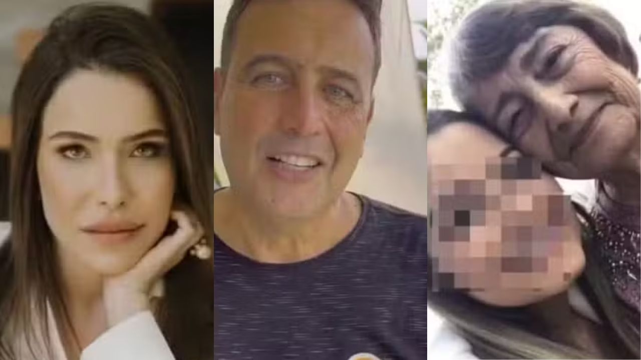 Montagem de fotos de Amanda, policial e idosa