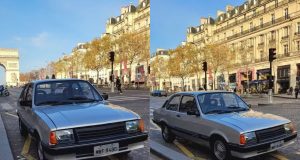 Montagem de fotos de Chevette nas ruas de Paris