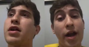 Montagem de fotos de Lucas Polese falando para a câmera