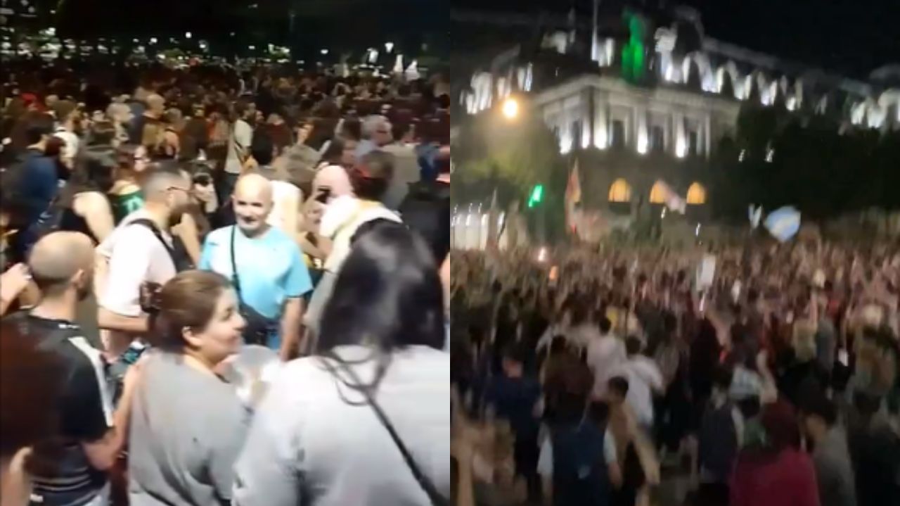 Montagem de fotos de protestos nas ruas da Argentina