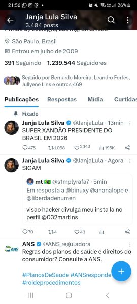 Print conta da Janja hackeada