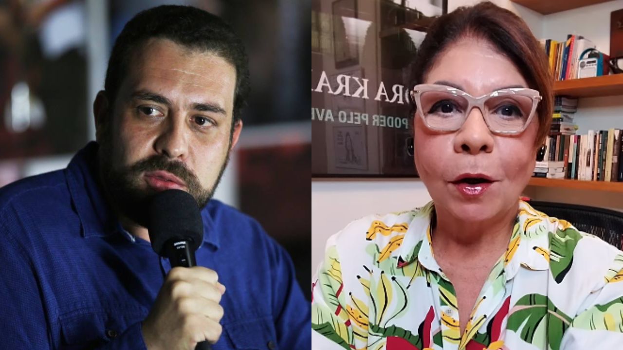 Montagem de fotos de Guilherme Boulos e Dora Kramer