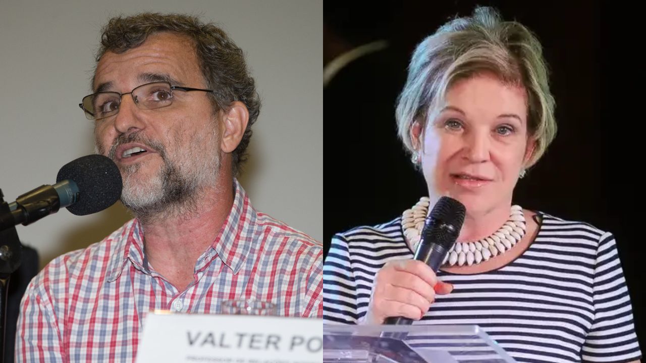 Montagem de fotos de Valter Pomar e Marta Suplicy