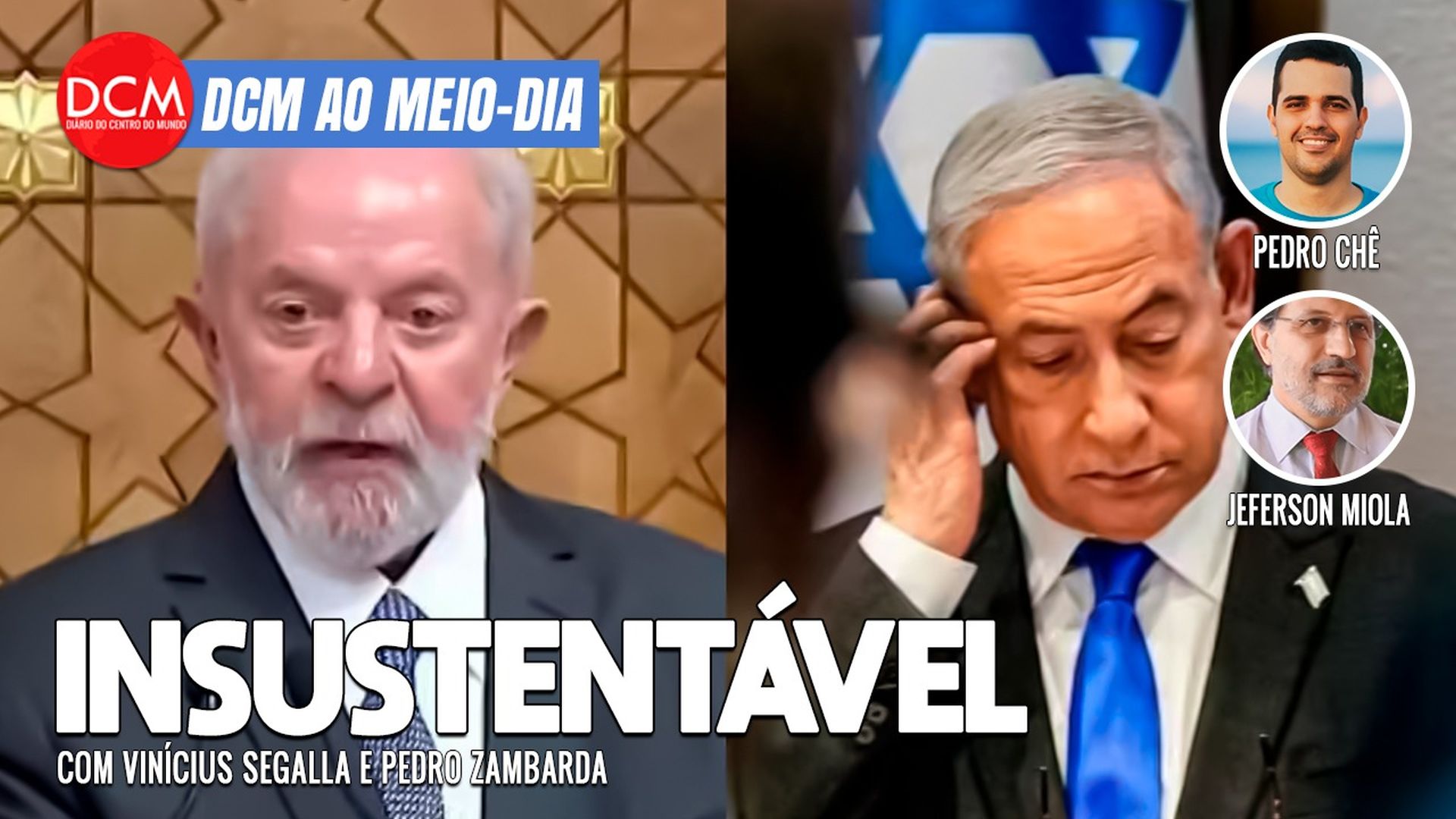 DCM Ao Meio-Dia: Governo brasileiro cogita expulsar embaixador de Israel; PT faz manifesto contra ato do dia 25. Foto: Reprodução/DCMTV/YouTube