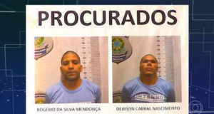 Imagens com cartazes de procurados de fugitivos da penitenciária de Mossoró