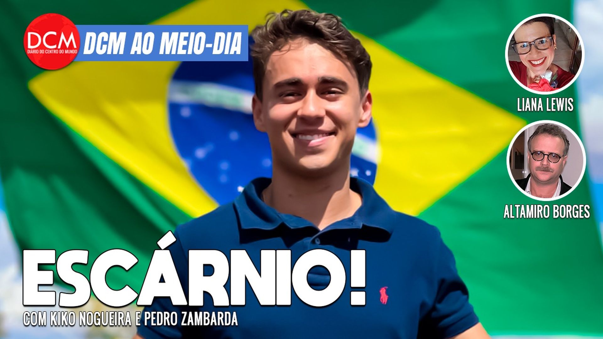 DCM Ao Meio-Dia: Escárnio - Nikolas na Comissão de Educação; jornalistas brasileiros vão de jabá a Israel. Foto: Reprodução/DCMTV/YouTube