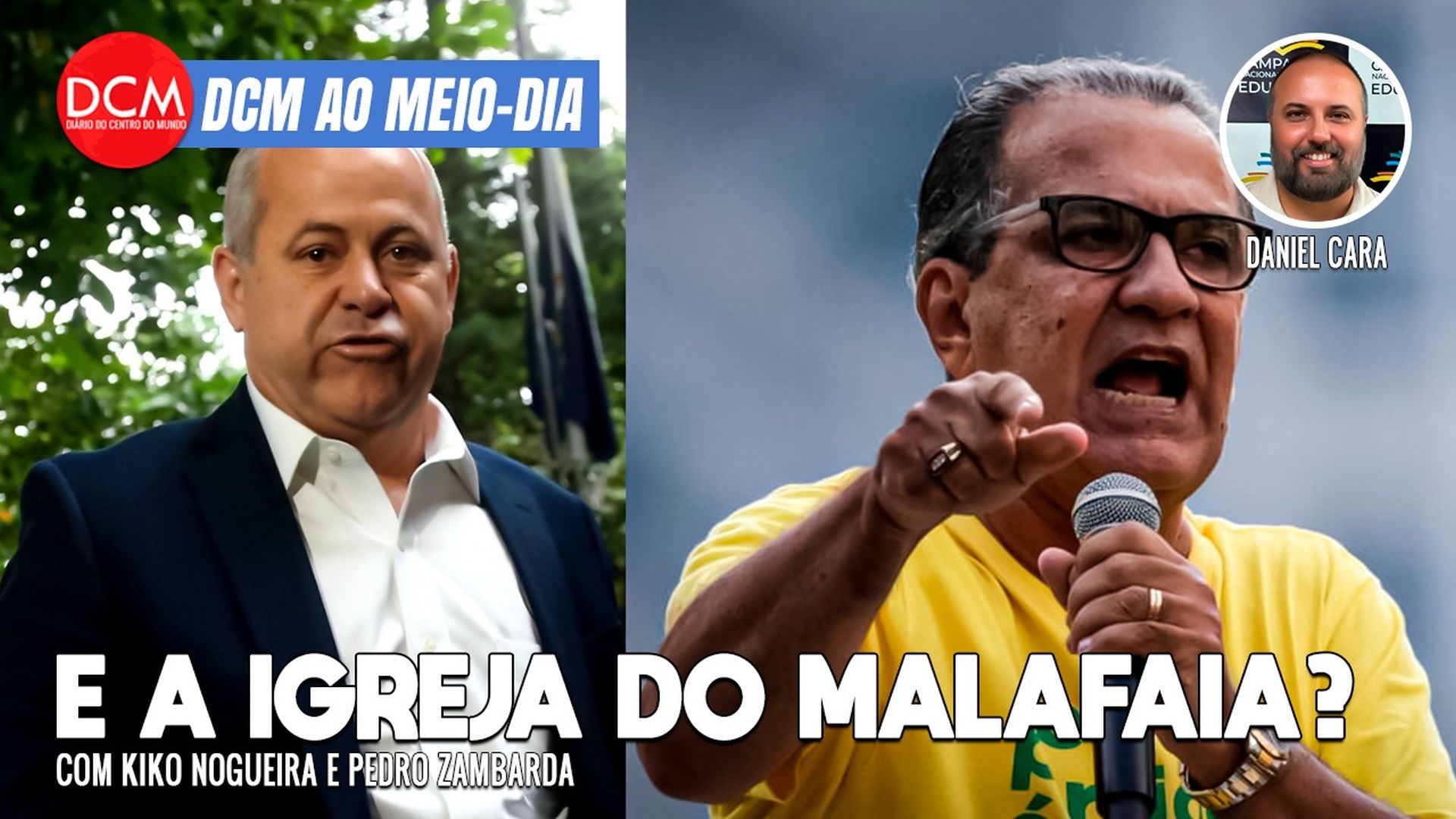DCM Ao Meio-Dia: 'Segurança' de Brazão, mandante da morte de Marielle, recebia da milícia em igreja de Malafaia. Foto: Reprodução/DCMTV/YouTube