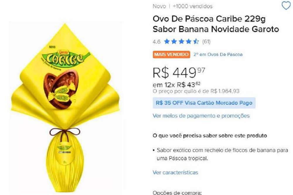 Print de anúncio de venda do ovo de Páscoa caribe