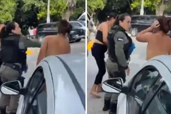VÍDEO - Policial dá tapa na cara de mulher que agrediu a filha: "Não gosta de bater?"