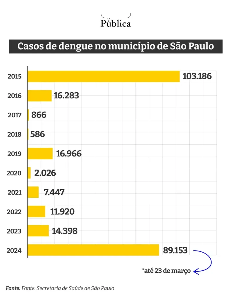 Infográfico: casos de dengue no município de São Paulo / Matheus Pigozzi/Agência Pública