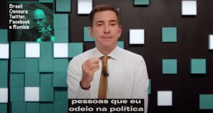 Glenn Greenwald contra Moraes, usando denúncia que já é pública. Foto: Reprodução/YouTube