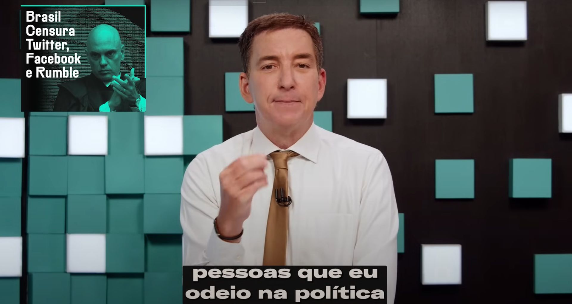 Glenn Greenwald contra Moraes, usando denúncia que já é pública. Foto: Reprodução/YouTube