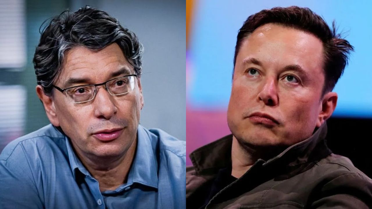 Montagem de fotos de Marcio Pochmann e Elon Musk