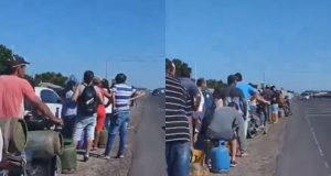 Argentinos em fila enorme para comprar gás de cozinha