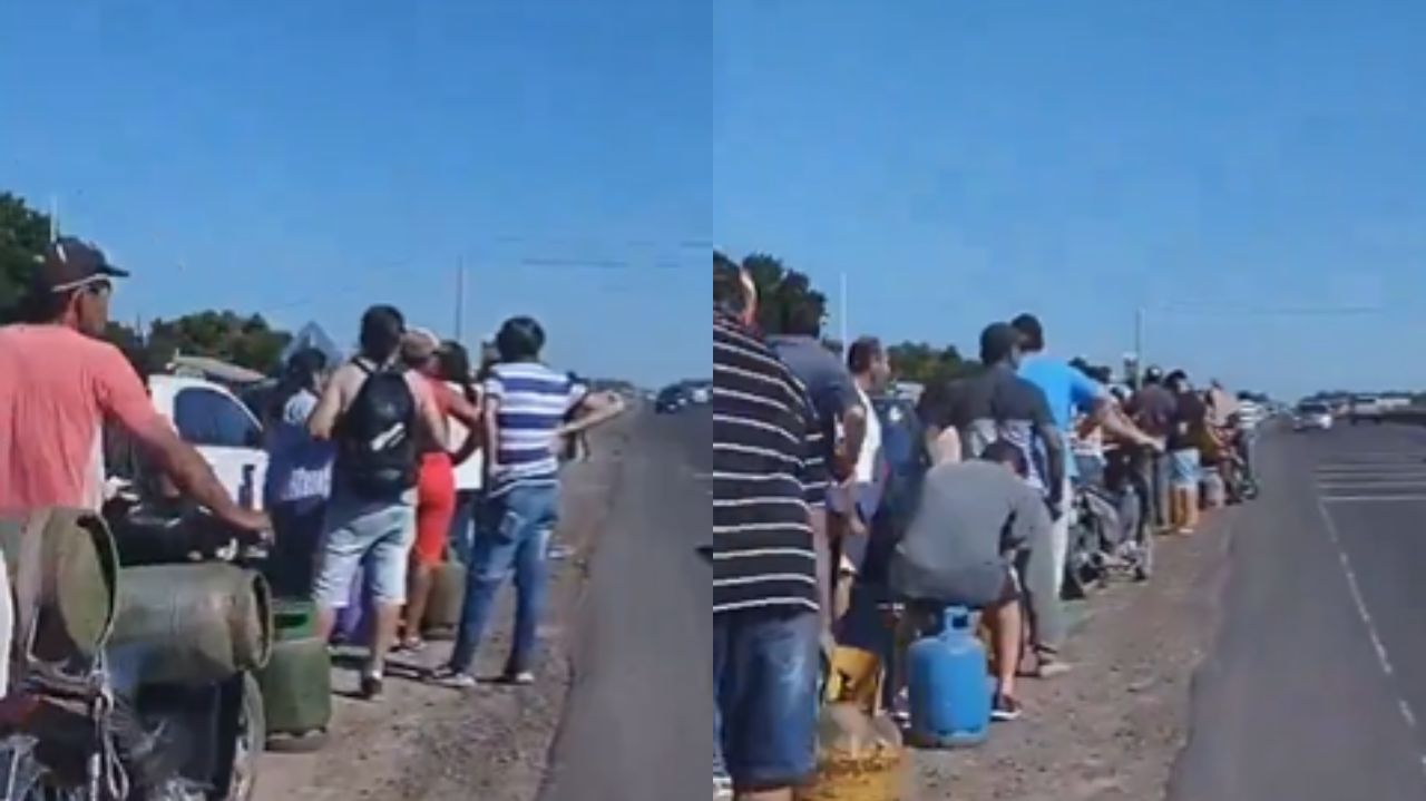 Argentinos em fila enorme para comprar gás de cozinha