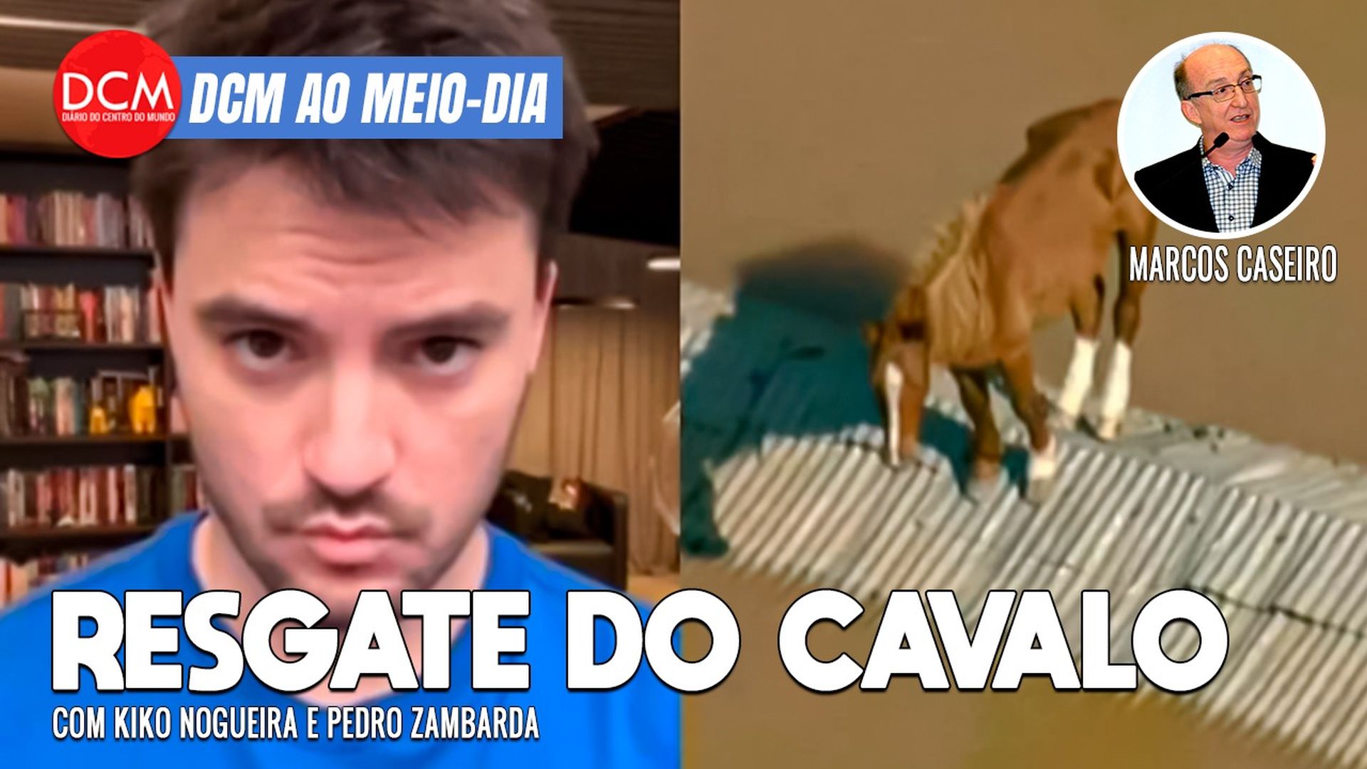 DCM Ao Meio-Dia: Mortes no RS sobem para mais de 100; cavalo "caramelo" é resgatado pelo Exército. Foto: Reprodução/DCMTV/YouTube