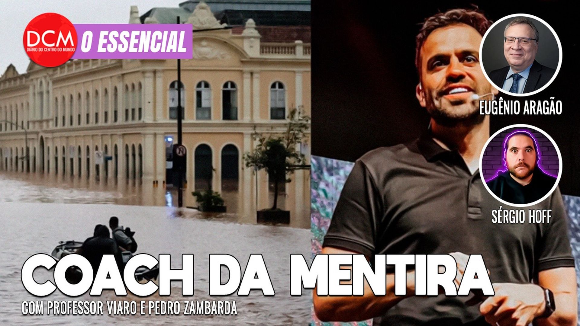 Essencial do DCM: Pablo Marçal espalha fake news sobre doações ao RS; Porto Alegre: 85% estão sem acesso à água. Foto: Reprodução/DCMTV/YouTube