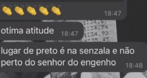 Print de mensagem de cunho racista