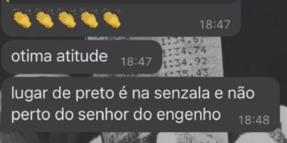 Print de mensagem de cunho racista