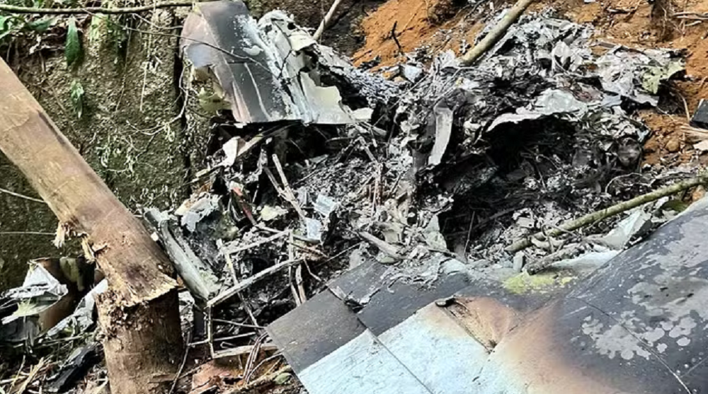Destroços de avião que caiu em Santa Catarina