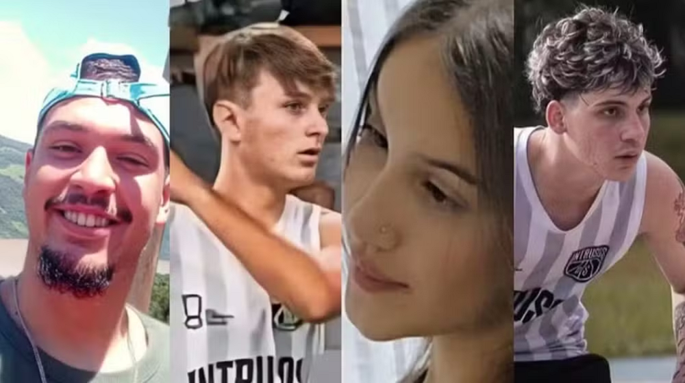 Montagem de fotos das quatro vítimas de acidente em Ronda Alta