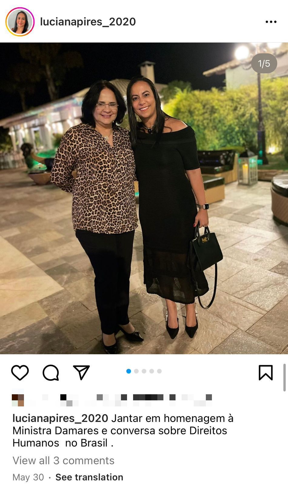 Luciana e a amiga Damares Alves. Foto: Reprodução/Instagram