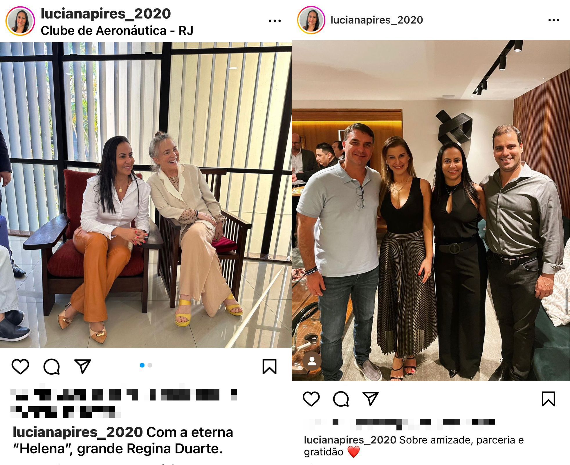 Com Regina Duarte e a família de Flávio Bolsonaro. Foto: Reprodução/Instagram