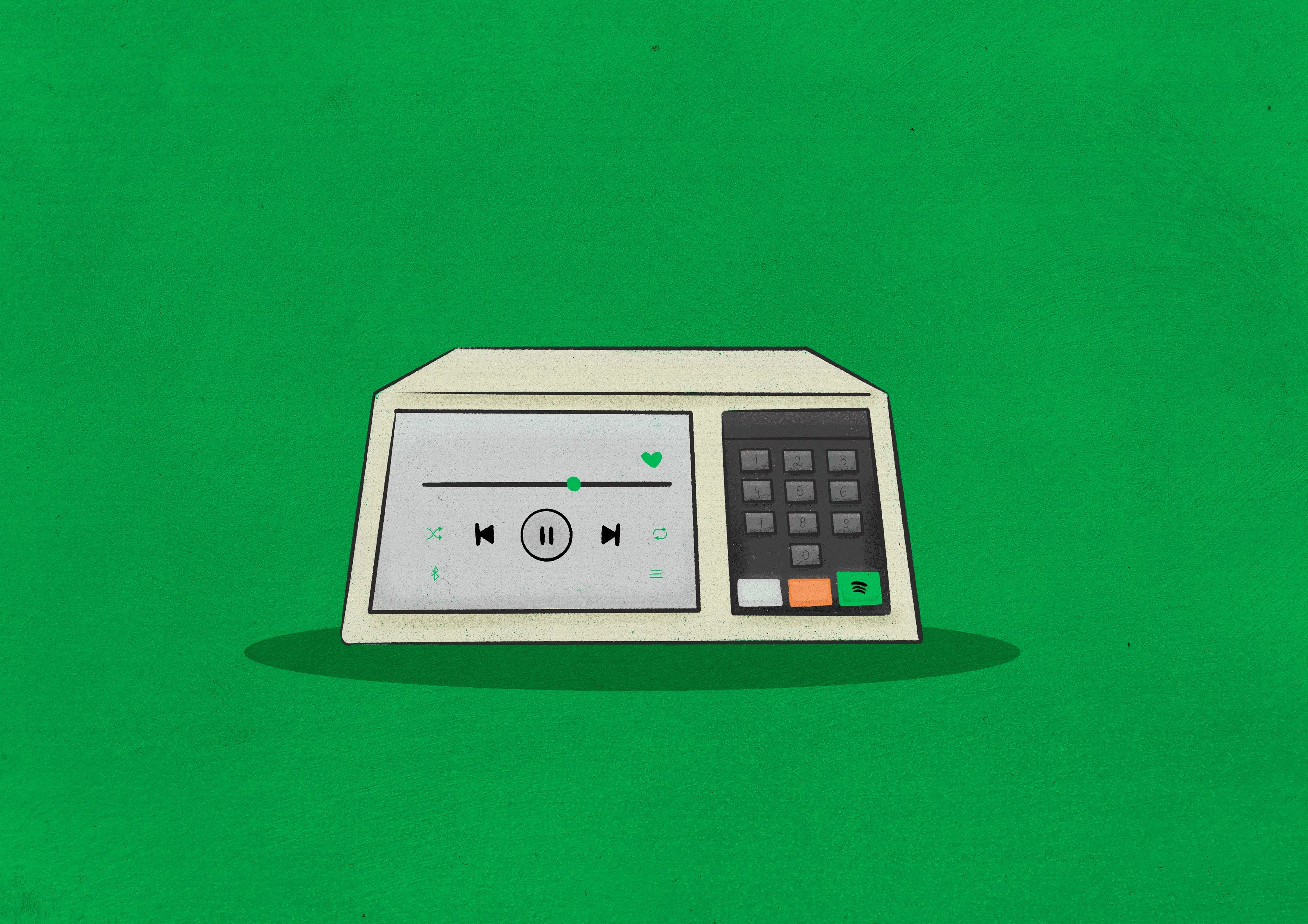 Ilustração de urna eletrônica com música em fundo verde