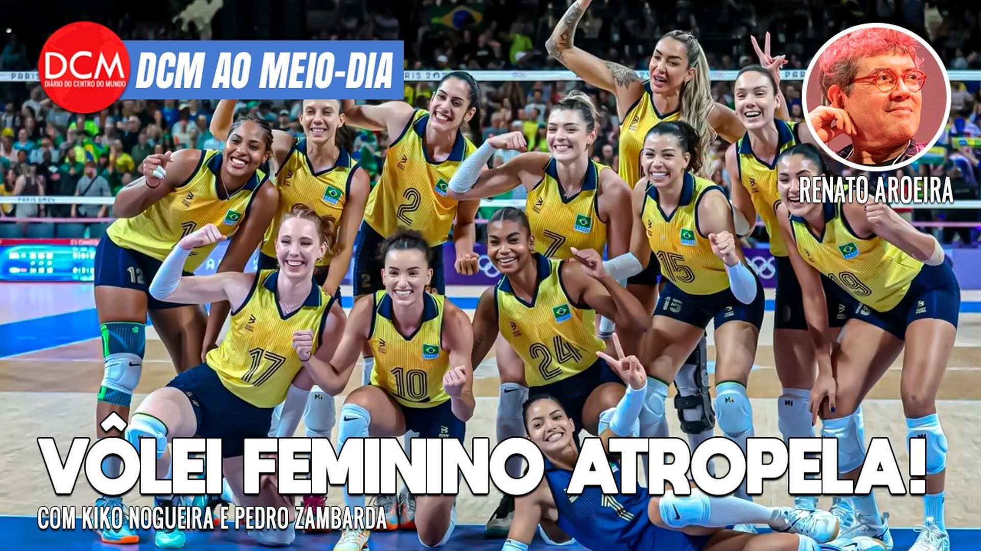 DCM Ao Meio-Dia: Brasil bate República Dominicana no vôlei; Receita rebate fake news sobre medalhas. Foto: Reprodução/DCMTV