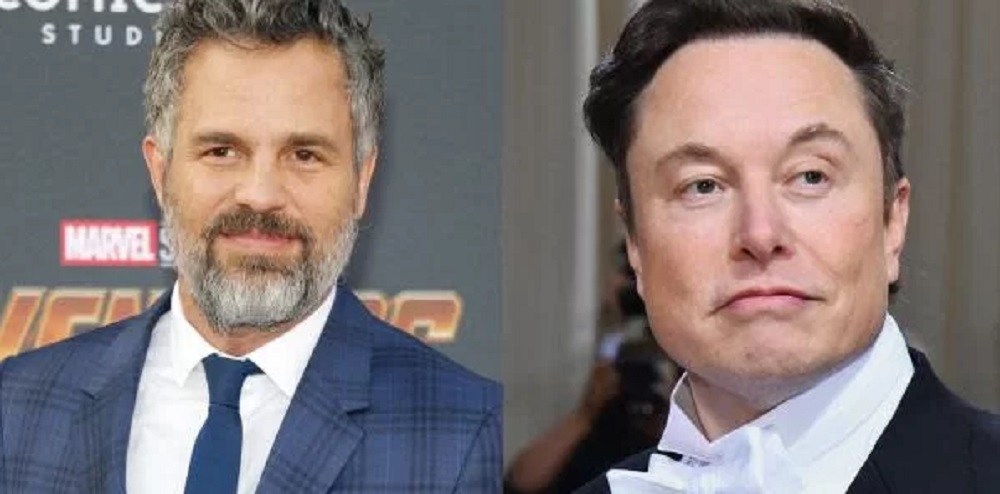 Montagem de fotos de Mark Ruffalo e Elon Musk