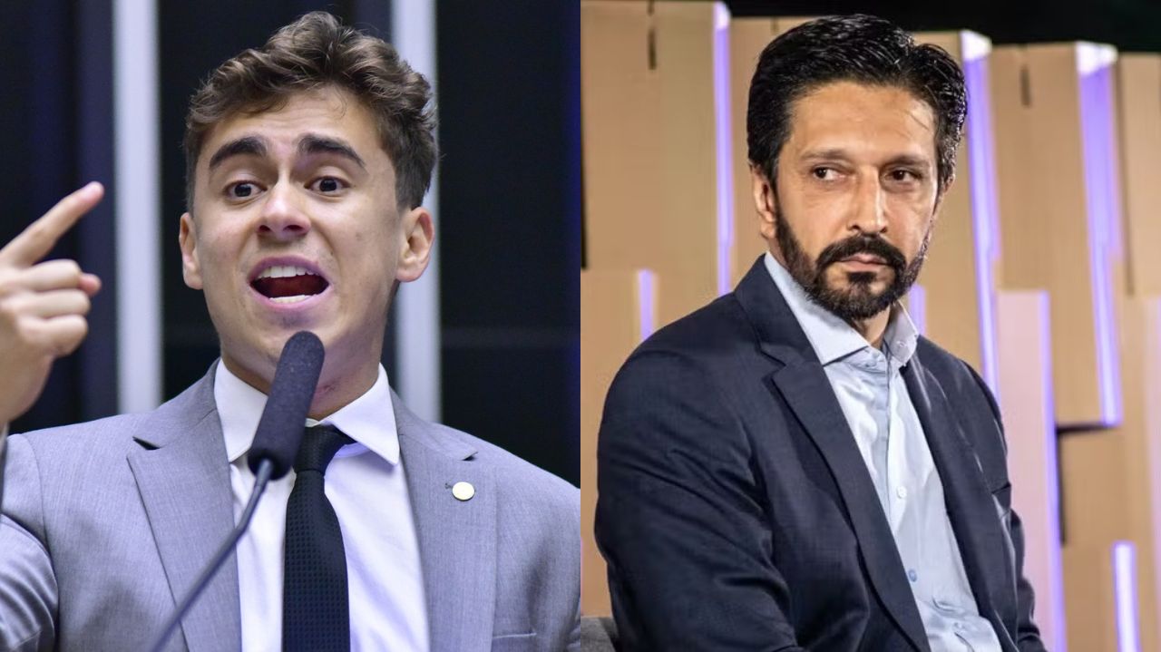 Montagem de fotos do deputado federal Nikolas Ferreira (PL) e do prefeito de São Paulo, Ricardo Nunes (MDB)