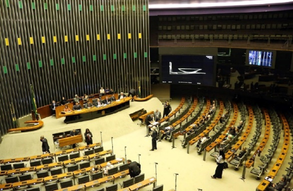 O plenário da Câmara dos Deputados visto de cima