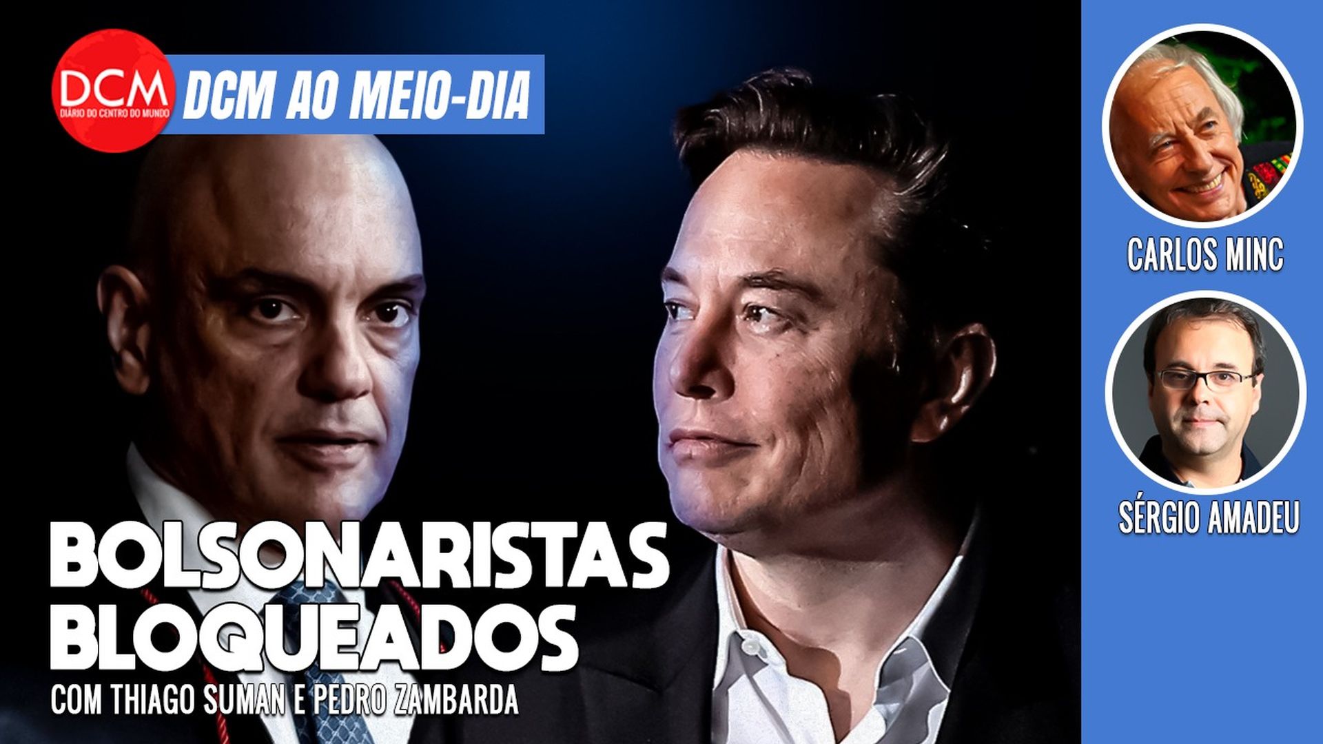 DCM Ao Meio-Dia: X cumpre ordem e bloqueia contas de bolsonaristas; Putin oferece ajuda para combater incêndios. Foto: Reprodução/DCMTV