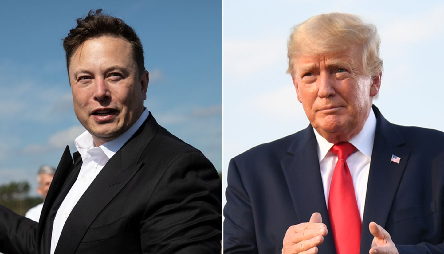 Montagem de fotos de Elon Musk e Donald Trump