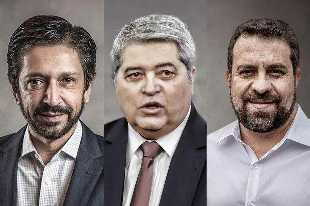 Montagem de fotos de Ricardo Nunes, José Luiz Datena e Guilherme Boulos