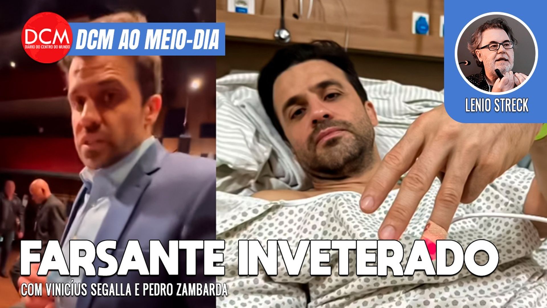 DCM Ao Meio-Dia: Pablo Marçal estava bem e queria continuar no debate antes de fingir ferimento grave por cadeirada. Foto: Reprodução/DCMTV