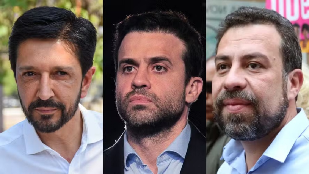 Montagem de fotos de Ricardo Nunes, Pablo Marçal e Guilherme Boulos
