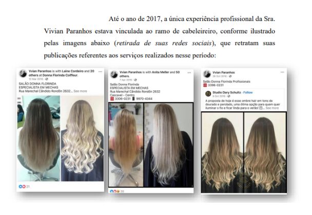 Os posts do salão da filha de Paranhos, antes dela fundar uma construtora. Foto: Reprodução