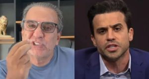 Montagem de fotos de Silas Malafaia e Pablo Marçal, ambos com expressão séria, falando para a câmera