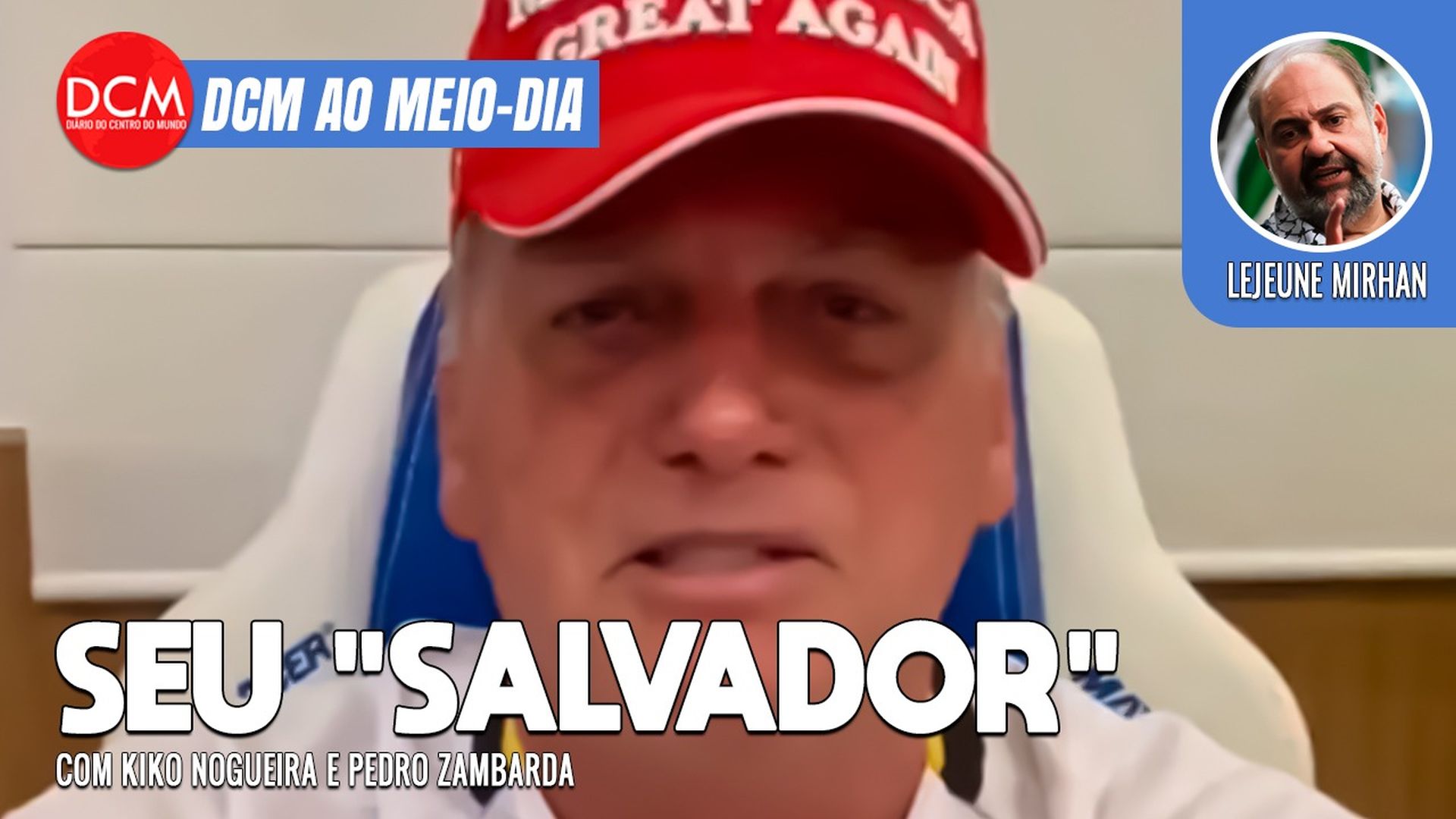 DCM Ao Meio-Dia: Bolsonaro manifesta apoio a Trump, seu “salvador”; a extrema-direita e o esquilo Peanut. Foto: Reprodução/DCMTV