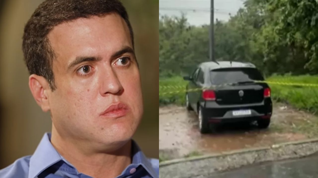 Montagem de fotos do empresário Antônio Vinícius Lopes Gritzbach e o carro que teria sido usado por assassinos