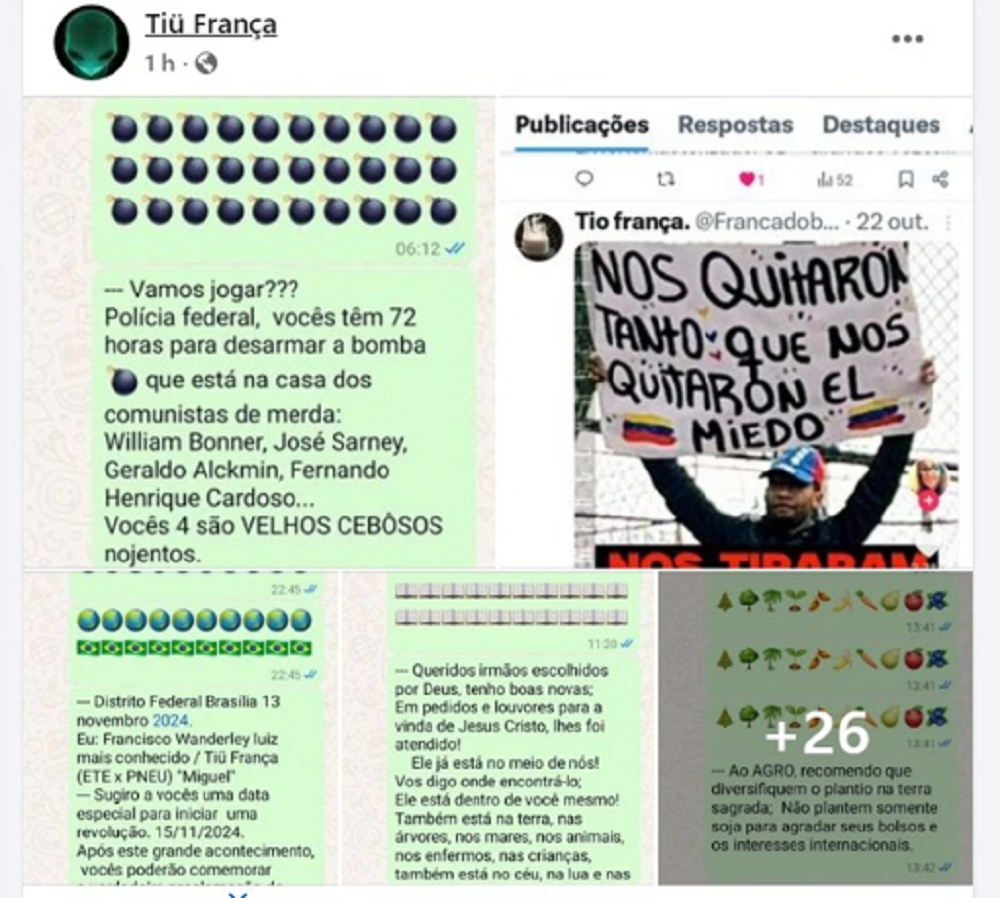 Postagem de Francisco Wanderley Luiz - Reprodução/Redes Sociais