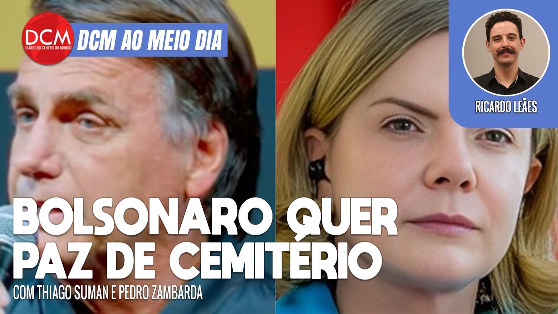 DCM Ao Meio-Dia: "Bolsonaro quer paz de cemitério, com nós todos lá", diz Gleisi; Assad cai na Síria. Foto: Reprodução/DCMTV