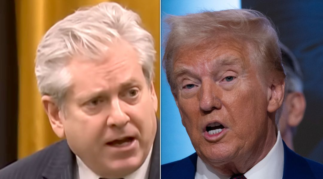 Montagem de duas fotos do deputado canandense Charlie Angus e o presidente dos Estados Unidos, Donald Trump