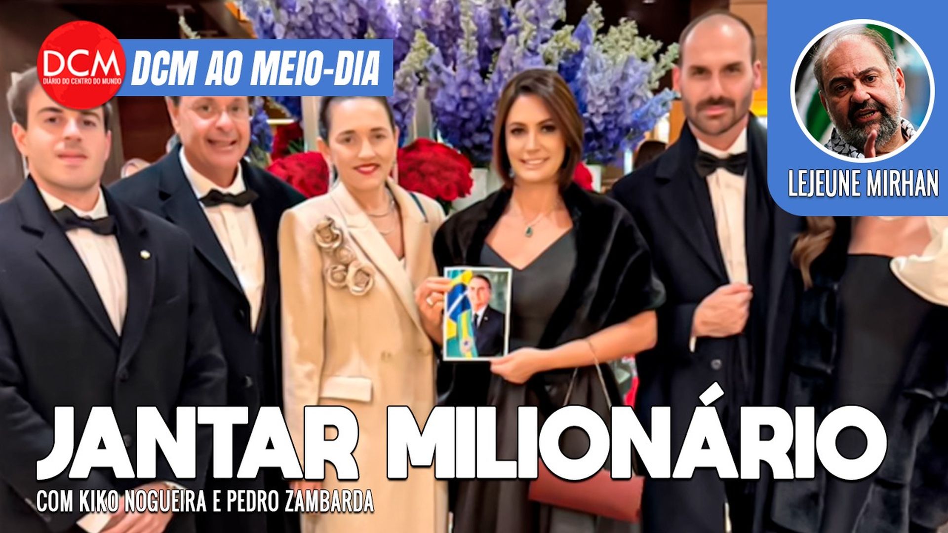 DCM Ao Meio-Dia: Convite para jantar de Trump com Eduardo Bolsonaro e Michelle custou mais de US$ 1 milhão. Foto: Reprodução/DCMTV